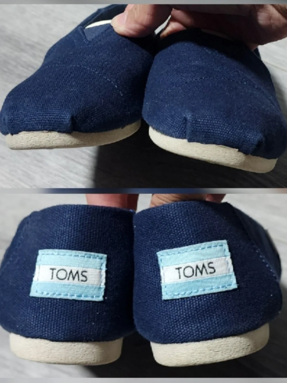 TOMS Alpargata Navy Blue Canvas Slip On Flats Shoes Womens Size 5